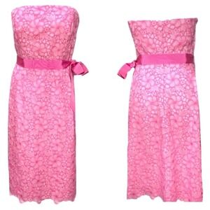 Lilly Pulitzer Sienna Kentucky
Eyelet Pink Floral Lace Strapless Dress Size 14